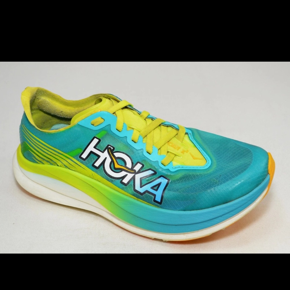 Hoka Athletic Shoes in Blue and Yellow